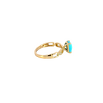 Load image into Gallery viewer, 14k Solid Gold Diamond and Turquoise Chain Ring.