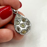 Load image into Gallery viewer, Shop Now Diamond Sterling Silver Drop Pendant with Fancy Diamond