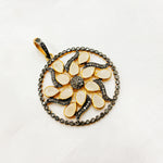 Load image into Gallery viewer, DSP013. Diamond Silver Circle Gemstone Flower Pendant