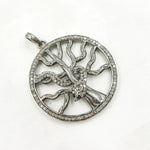 Load image into Gallery viewer, DP092. Diamond Silver Round Tree and Snake Pendant with Blue Sapphire