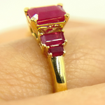 Load image into Gallery viewer, 14K Solid Yellow Gold Ruby Cluster Ring.