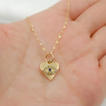 Load image into Gallery viewer, Buy 14K Solid Gold Diamond Heart Eye Charm with Gemstone