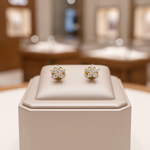 Load image into Gallery viewer, ER412616Y. 14k Solid Yellow Gold Diamond Flower Studs