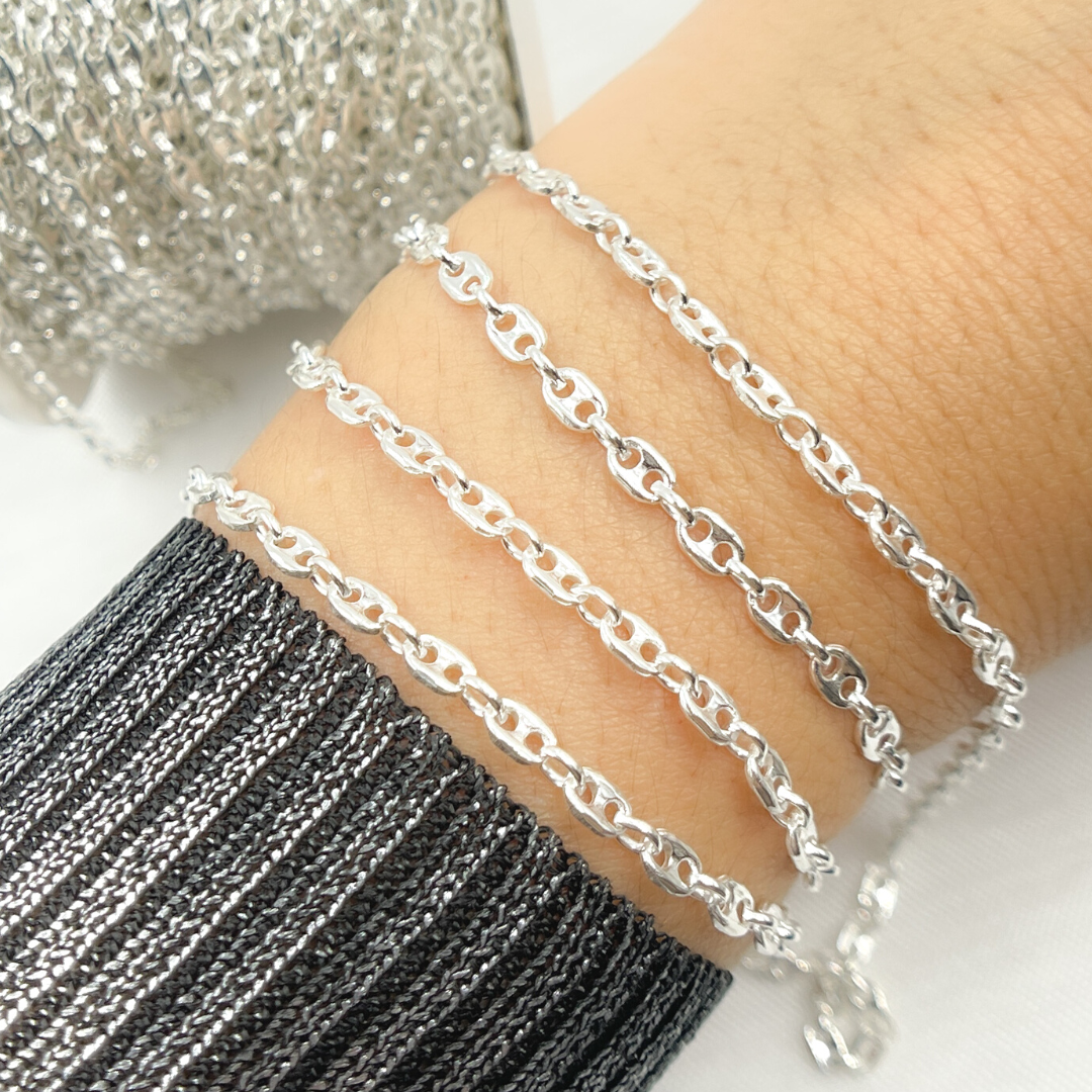 V174SS. Sterling Silver Marina and Cable Link Chain