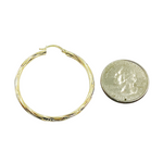 Load image into Gallery viewer, GER71. 14K Gold Hoop Earrings with Engraved Tornado Design
