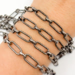 Load image into Gallery viewer, V166BR. Black Rhodium Sterling Silver Long and Short Link Chain