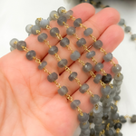 Load image into Gallery viewer, Grey Moonstone Gold Plated 925 Sterling Silver Wire Chain. GMS3
