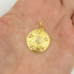Load image into Gallery viewer, 14K Solid Gold Diamond Circle Charm with Stars. KG30
