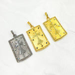 Load image into Gallery viewer, DP312. Diamond Sterling Silver Rectangle Cross Pendant with Gemstone