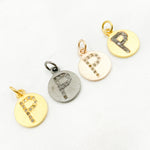 Load image into Gallery viewer, DC077. Diamond Sterling Silver Letter "P" Round Charm