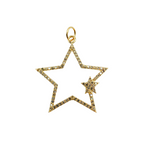 Load image into Gallery viewer, 14K Gold with Diamonds Double Star Shape with Star Charm. GDP39