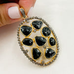 Load image into Gallery viewer, DSP018. Diamond Sterling Silver Oval Pendant With Gemstone