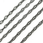 Load image into Gallery viewer, Black Rhodium 925 Sterling Silver Smooth Marina Link Chain