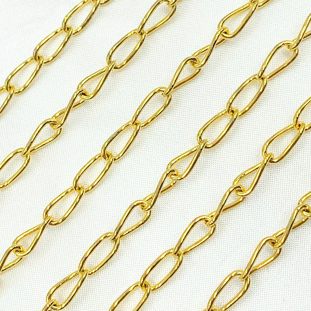 V62GP. Gold Plated 925 Sterling Silver Elongated Curb Chain