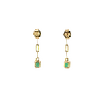 Load image into Gallery viewer, CE96327EM4X3. 14k Solid Gold Emerald Paperclip Dangle Earrings