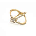 Load image into Gallery viewer, 14K Solid Gold Diamond Cross Heart Ring.
