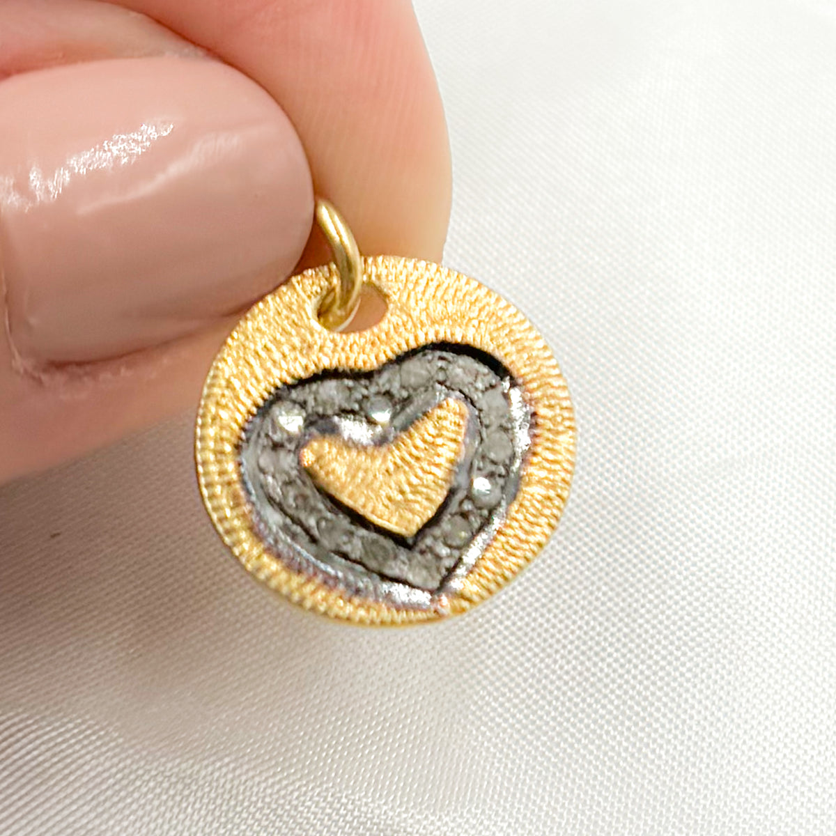 Silver Round Heart Charm