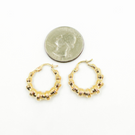 Load image into Gallery viewer, GER145. 14K Hollow Gold Textured Hoop Earrings
