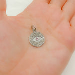Load image into Gallery viewer, DC330. Diamond Sterling Silver Round Eye Charm with Gemstone