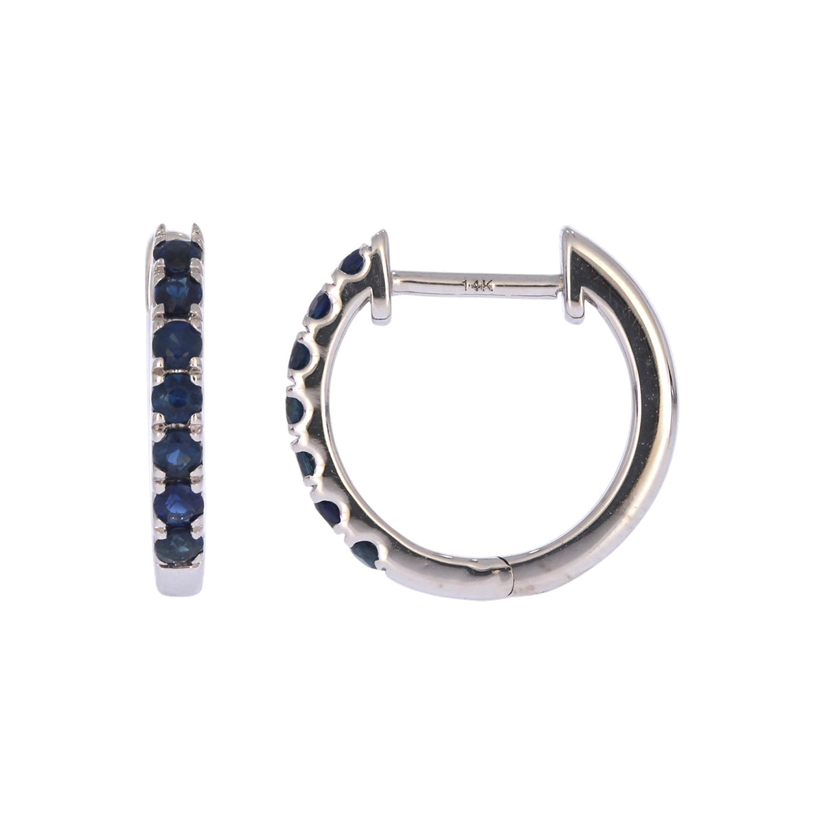 EHZ57450. 14K Solid Yellow Gold Gemstone Hoop Earrings