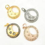 Load image into Gallery viewer, DC074. Diamond Sterling Silver Round Moon and Star Pendant