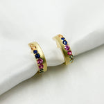 Load image into Gallery viewer, HP402697. 14K Solid Yellow Gold Diamond and Multi Sapphire Hoop Earring