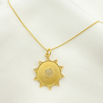 Load image into Gallery viewer, 14K Solid Gold with Diamonds Sun Charm. GDP179
