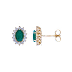 Load image into Gallery viewer, CE97164EM6X4. 14k Solid Gold Diamond and Emerald Stud Earrings