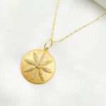 Load image into Gallery viewer, GDP249. 14K Solid Gold Diamond Circle and Flower Charm