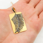 Load image into Gallery viewer, DP093. Diamond Sterling Silver Rectangle Leaf Pendant