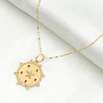 Load image into Gallery viewer, GDP547. 14K Solid Gold Diamond Sun & Star Charm with Gemstone