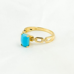 Load image into Gallery viewer, 14k Solid Gold Diamond and Turquoise Chain Ring.
