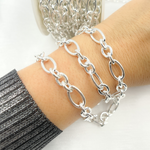 Load image into Gallery viewer, 925 Sterling Silver Smooth Oval and Round Link Chains