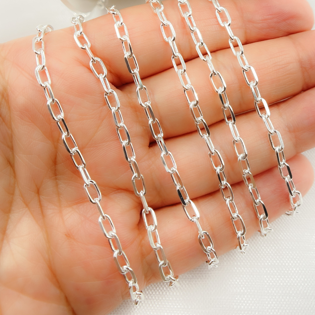 Sterling Silver Diamond Cut Paperclip Link Chains