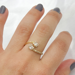 Load image into Gallery viewer, 14k Solid Gold Double Line Diamond Ring.