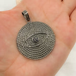 Load image into Gallery viewer, DP299. Diamond Sterling Silver Round Eye Pendant with Gemstone
