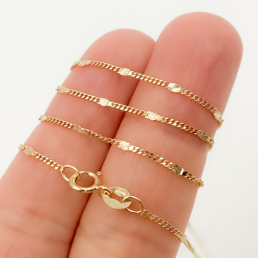 Gold Curb & Diamond Cut Marina Link Chain