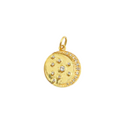 Load image into Gallery viewer, 14K Solid Gold with Diamonds Circle Charm with Moon and Dots in the Center. GDP252