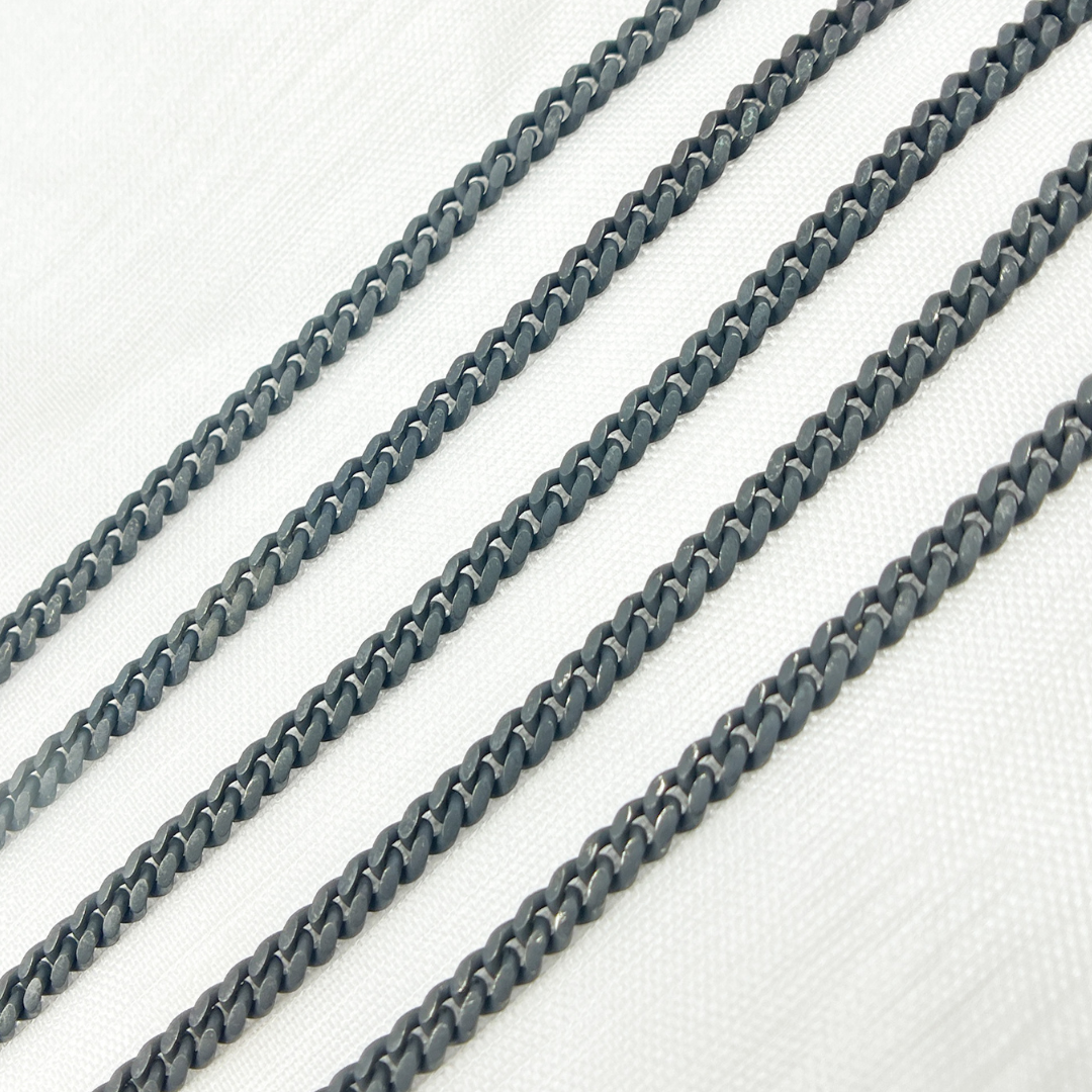 X32BRM. Black Rhodium Matt 925 Sterling Silver Curb Chain