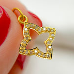 Load image into Gallery viewer, 14K Solid Gold Diamonds Flower Charm. GDP12