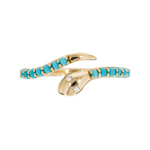 Load image into Gallery viewer, 14K Solid Yellow Gold Diamond and Turquoise Open Snake Ring