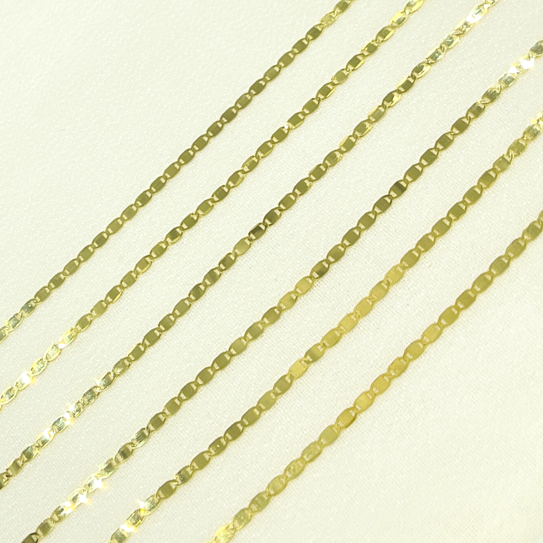 14k Solid Gold Mirror Flat Marina Link Chain