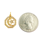 Load image into Gallery viewer, GDP210. 14K Solid Gold Diamond Octagon Moon and Star Charm