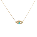 Load image into Gallery viewer, NFG71492TQ. 14K Solid Gold Diamond and Turquoise Eye Necklace