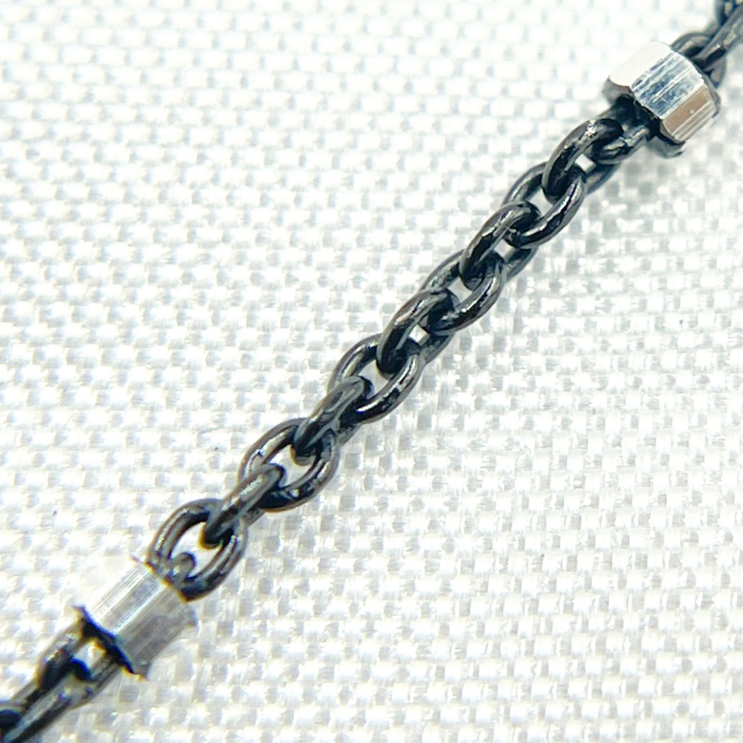 Black Rhodium 925 Sterling Silver Chain with Silver Cubes. Z36SB2F