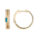 Load image into Gallery viewer, CE96477. 14k Solid Yellow Gold Diamond Baguette Hoops with Stones