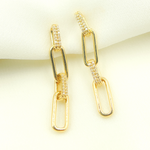 Load image into Gallery viewer, EFC51944. 14K Solid Gold and Diamonds Paper Clip Dangle Earrings