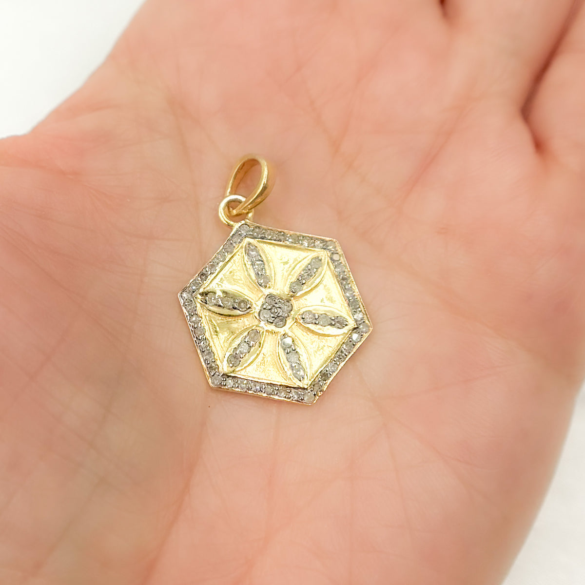 Buy Now Sterling Silver Hexagon Flower Pendants