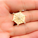 Load image into Gallery viewer, GDP637. 14K Solid Gold Star Charm in Hexagon with Diamonds and Gemstones