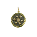 Load image into Gallery viewer, KSG03. Sterling Silver Black Rhodium with Diamonds Circle Shape Charm with Flowers and Stars in the Center